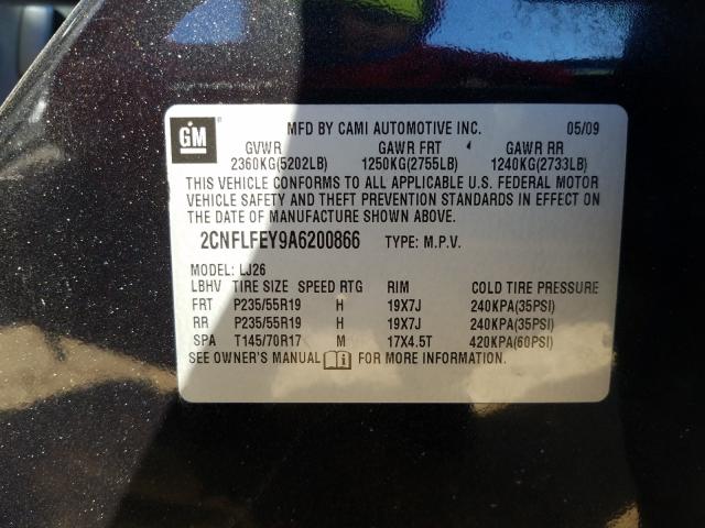 Photo 9 VIN: 2CNFLFEY9A6200866 - CHEVROLET EQUINOX LT 