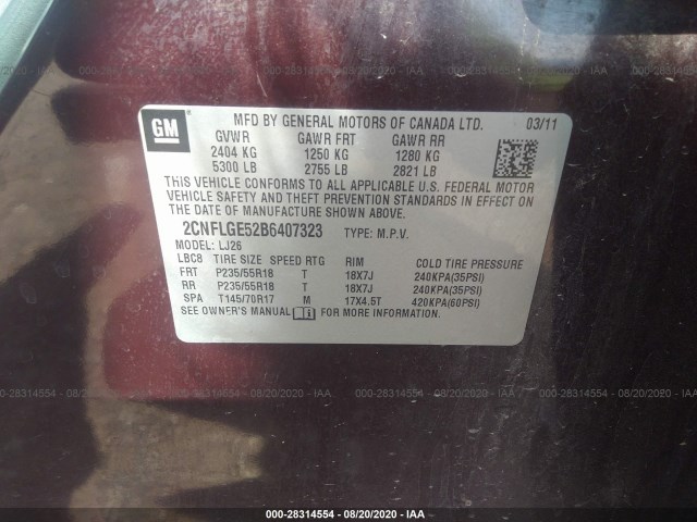 Photo 8 VIN: 2CNFLGE52B6407323 - CHEVROLET EQUINOX 