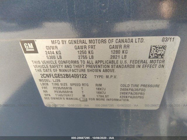 Photo 8 VIN: 2CNFLGE52B6409122 - CHEVROLET EQUINOX 