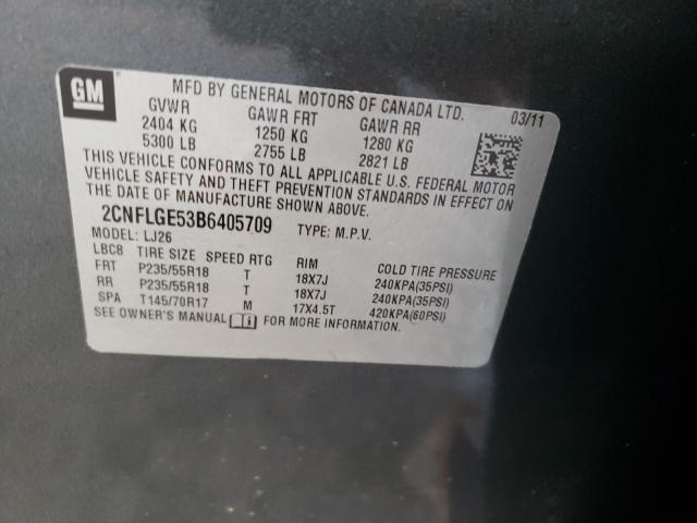 Photo 9 VIN: 2CNFLGE53B6405709 - CHEVROLET EQUINOX LT 