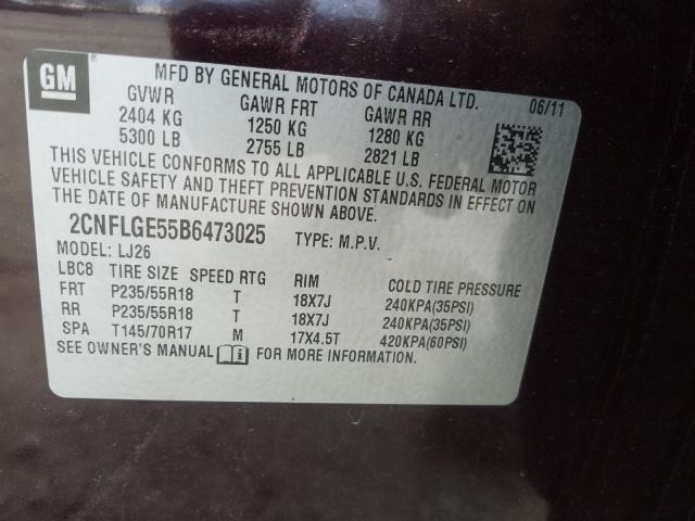 Photo 9 VIN: 2CNFLGE55B6473025 - CHEVROLET EQUINOX LT 