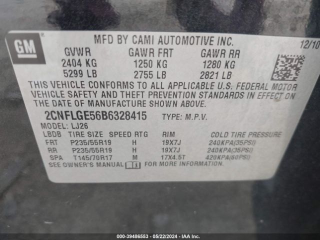 Photo 8 VIN: 2CNFLGE56B6328415 - CHEVROLET EQUINOX 