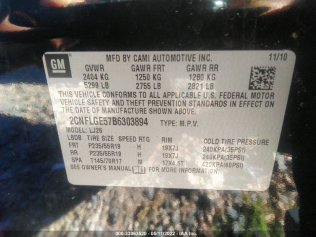 Photo 8 VIN: 2CNFLGE57B6303894 - CHEVROLET EQUINOX 