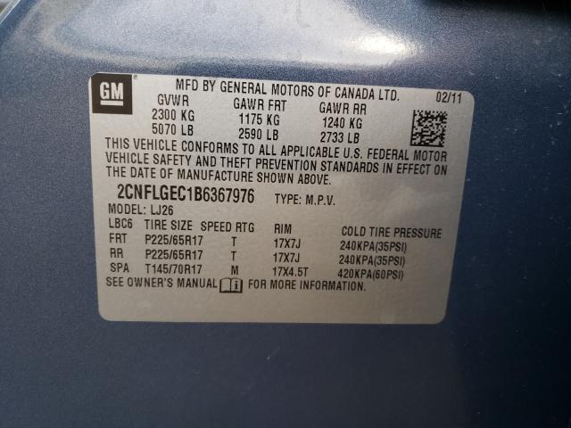 Photo 9 VIN: 2CNFLGEC1B6367976 - CHEVROLET EQUINOX LT 