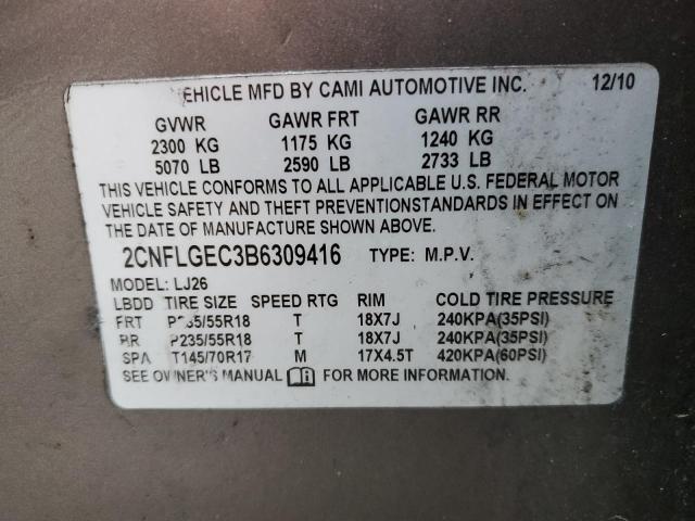 Photo 12 VIN: 2CNFLGEC3B6309416 - CHEVROLET EQUINOX LT 