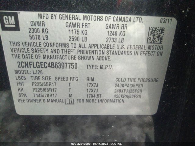 Photo 8 VIN: 2CNFLGEC4B6397750 - CHEVROLET EQUINOX 