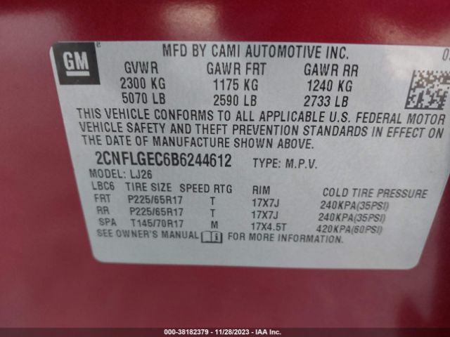 Photo 8 VIN: 2CNFLGEC6B6244612 - CHEVROLET EQUINOX 