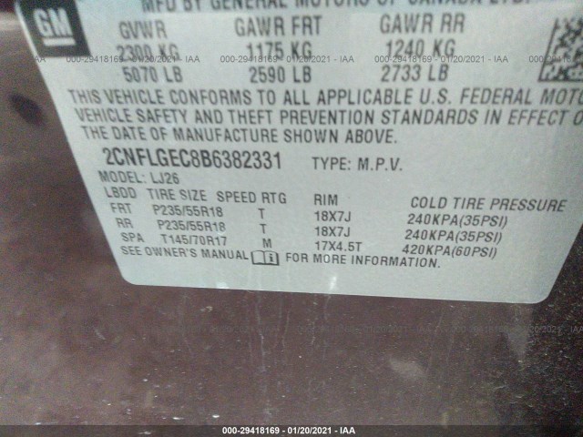 Photo 8 VIN: 2CNFLGEC8B6382331 - CHEVROLET EQUINOX 