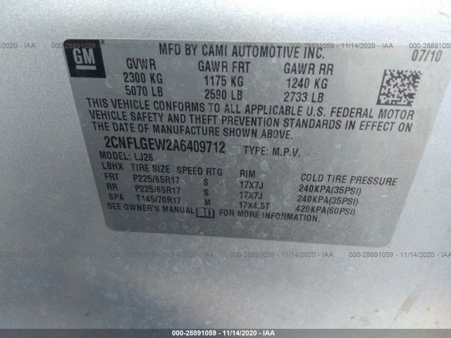 Photo 8 VIN: 2CNFLGEW2A6409712 - CHEVROLET EQUINOX 