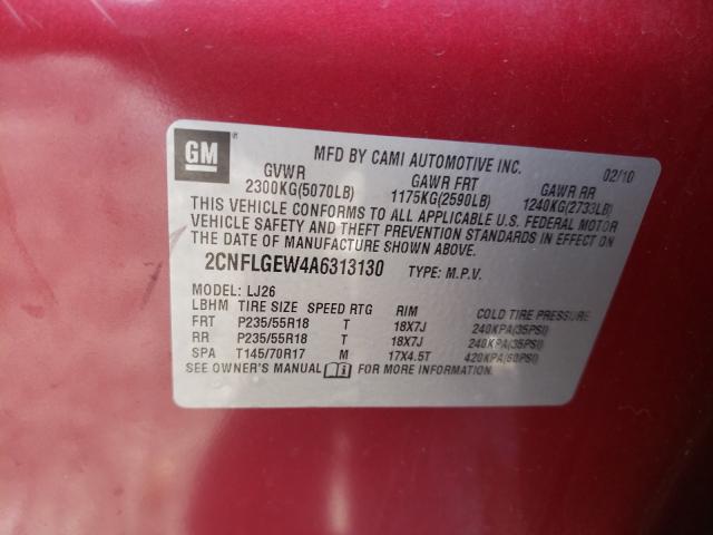 Photo 9 VIN: 2CNFLGEW4A6313130 - CHEVROLET EQUINOX LT 