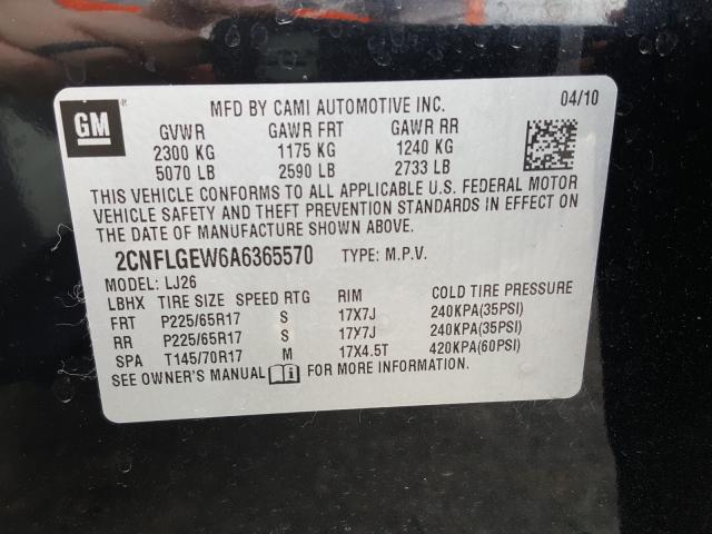 Photo 9 VIN: 2CNFLGEW6A6365570 - CHEVROLET EQUINOX LT 