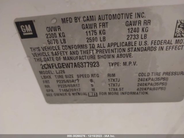 Photo 8 VIN: 2CNFLGEW7A6377923 - CHEVROLET EQUINOX 