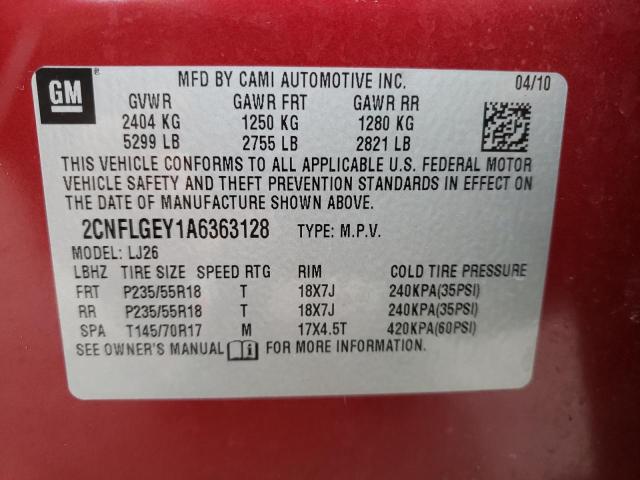 Photo 9 VIN: 2CNFLGEY1A6363128 - CHEVROLET EQUINOX LT 