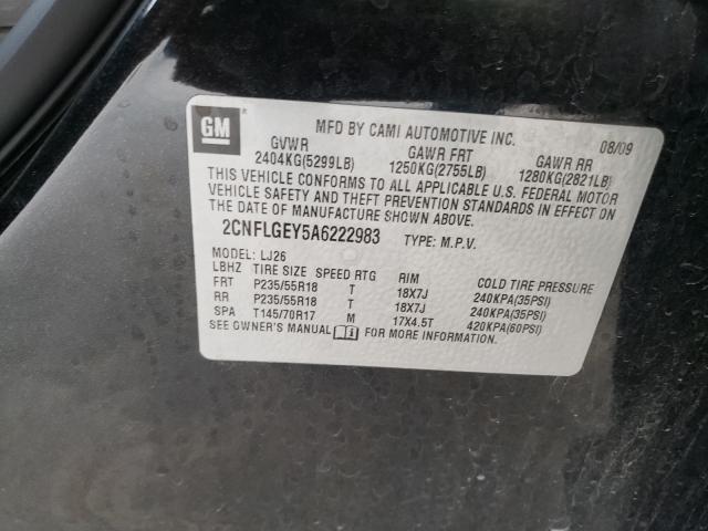 Photo 9 VIN: 2CNFLGEY5A6222983 - CHEVROLET EQUINOX LT 