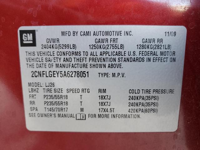 Photo 12 VIN: 2CNFLGEY5A6278051 - CHEVROLET EQUINOX LT 