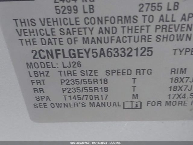 Photo 8 VIN: 2CNFLGEY5A6332125 - CHEVROLET EQUINOX 