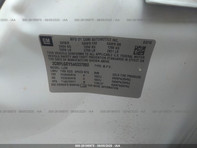 Photo 8 VIN: 2CNFLGEY5A6337860 - CHEVROLET EQUINOX 