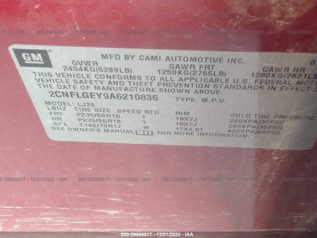 Photo 8 VIN: 2CNFLGEY9A6210836 - CHEVROLET EQUINOX 