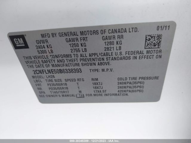 Photo 8 VIN: 2CNFLNE50B6338393 - CHEVROLET EQUINOX 