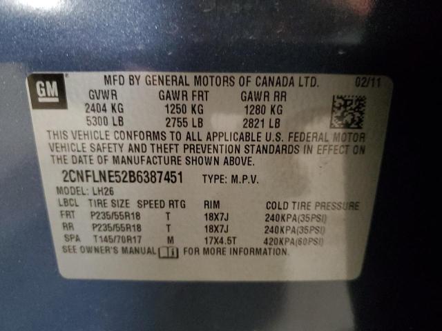 Photo 12 VIN: 2CNFLNE52B6387451 - CHEVROLET EQUINOX 