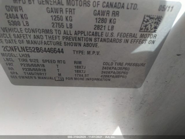 Photo 8 VIN: 2CNFLNE52B6446644 - CHEVROLET EQUINOX 