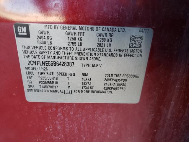 Photo 9 VIN: 2CNFLNE56B6428387 - CHEVROLET EQUINOX LT 