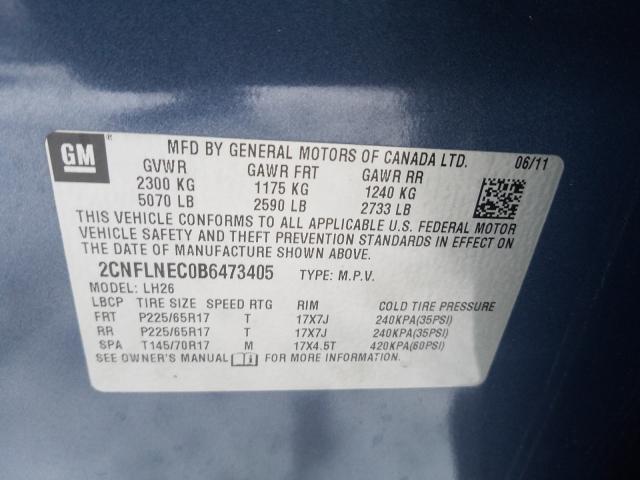 Photo 9 VIN: 2CNFLNEC0B6473405 - CHEVROLET EQUINOX LT 