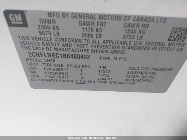 Photo 8 VIN: 2CNFLNEC1B6480492 - CHEVROLET EQUINOX 