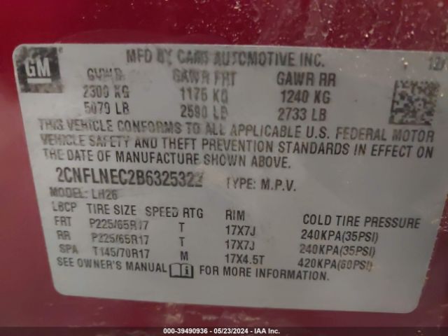 Photo 8 VIN: 2CNFLNEC2B6325322 - CHEVROLET EQUINOX 