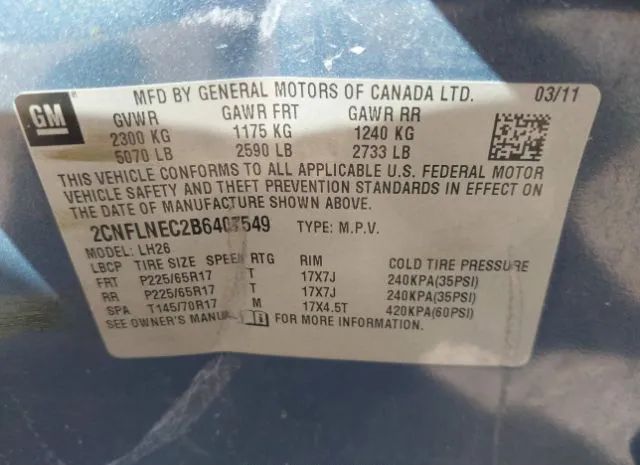 Photo 8 VIN: 2CNFLNEC2B6407549 - CHEVROLET EQUINOX 