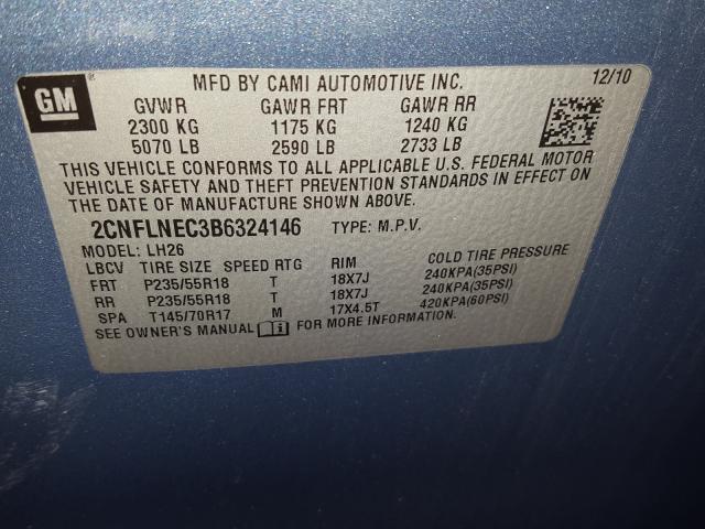 Photo 9 VIN: 2CNFLNEC3B6324146 - CHEVROLET EQUINOX LT 