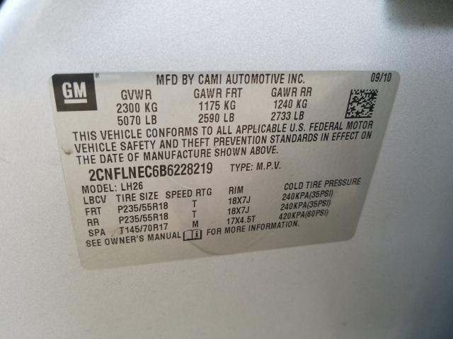 Photo 9 VIN: 2CNFLNEC6B6228219 - CHEVROLET EQUINOX LT 