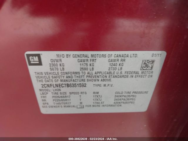 Photo 8 VIN: 2CNFLNEC7B6351592 - CHEVROLET EQUINOX 