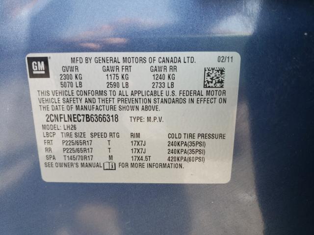 Photo 9 VIN: 2CNFLNEC7B6366318 - CHEVROLET EQUINOX LT 