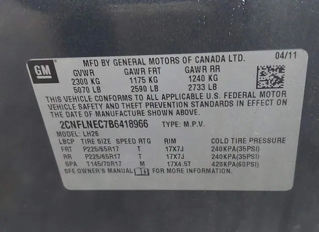 Photo 8 VIN: 2CNFLNEC7B6418966 - CHEVROLET EQUINOX 