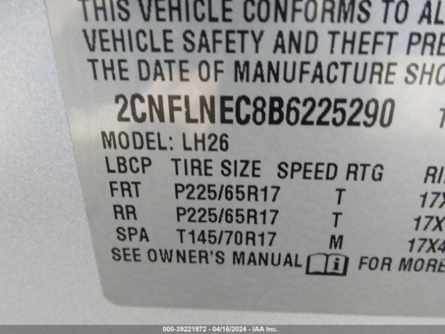 Photo 8 VIN: 2CNFLNEC8B6225290 - CHEVROLET EQUINOX 