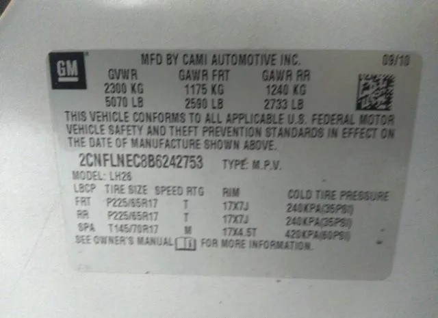 Photo 8 VIN: 2CNFLNEC8B6242753 - CHEVROLET EQUINOX 