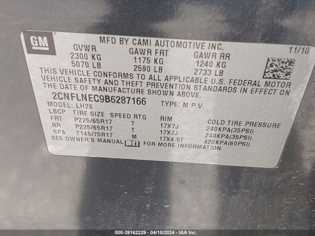 Photo 8 VIN: 2CNFLNEC9B6287166 - CHEVROLET EQUINOX 