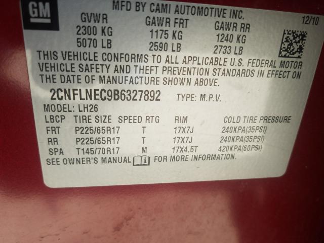 Photo 9 VIN: 2CNFLNEC9B6327892 - CHEVROLET EQUINOX LT 