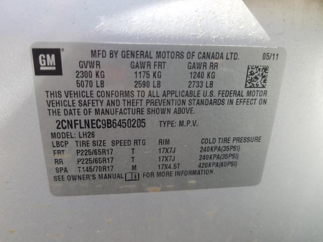 Photo 9 VIN: 2CNFLNEC9B6450205 - CHEVROLET EQUINOX LT 