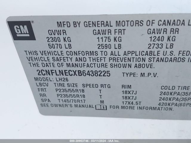 Photo 8 VIN: 2CNFLNECXB6438225 - CHEVROLET EQUINOX 