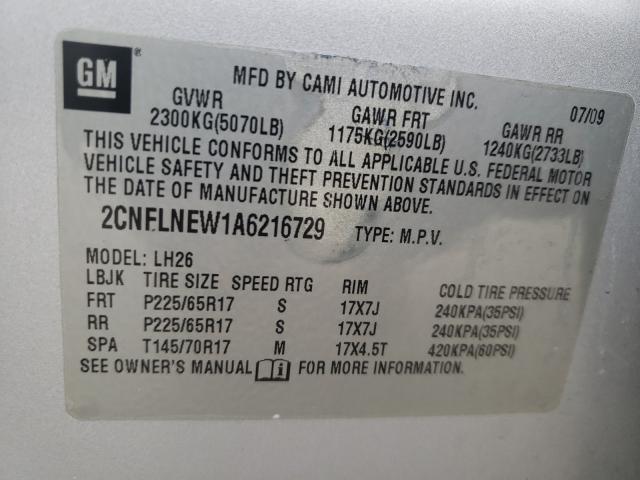 Photo 9 VIN: 2CNFLNEW1A6216729 - CHEVROLET EQUINOX LT 