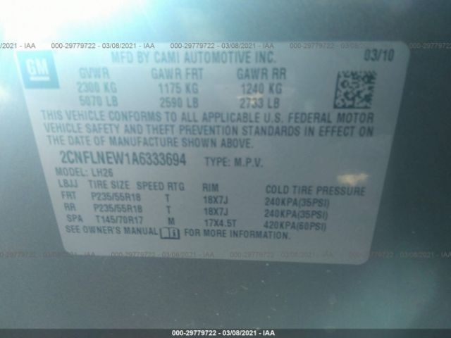 Photo 8 VIN: 2CNFLNEW1A6333694 - CHEVROLET EQUINOX 