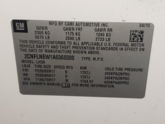 Photo 9 VIN: 2CNFLNEW1A6360300 - CHEVROLET EQUINOX LT 