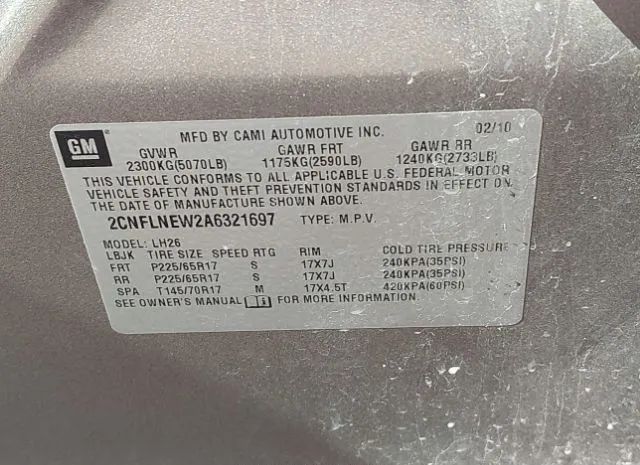 Photo 8 VIN: 2CNFLNEW2A6321697 - CHEVROLET EQUINOX 