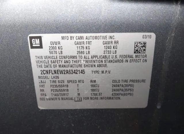 Photo 8 VIN: 2CNFLNEW2A6342145 - CHEVROLET EQUINOX 