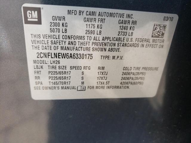 Photo 9 VIN: 2CNFLNEW6A6330175 - CHEVROLET EQUINOX LT 