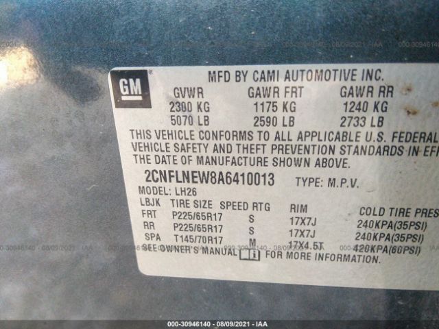 Photo 8 VIN: 2CNFLNEW8A6410013 - CHEVROLET EQUINOX 