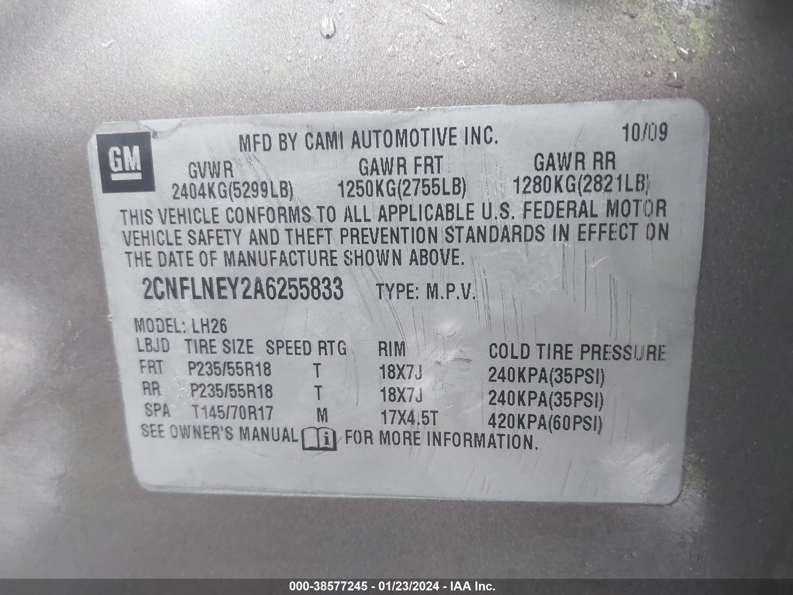 Photo 8 VIN: 2CNFLNEY2A6255833 - CHEVROLET EQUINOX 