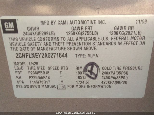 Photo 8 VIN: 2CNFLNEY2A6271644 - CHEVROLET EQUINOX 